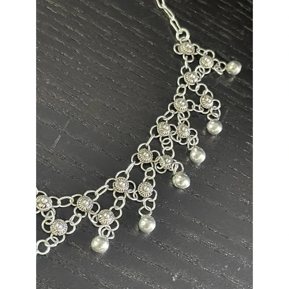 NEW MILOR ITALY STERLING SILVER MULTIPLE BALLS BEADS 9 INCH ANKLET BRACELET - Picture 4 of 8